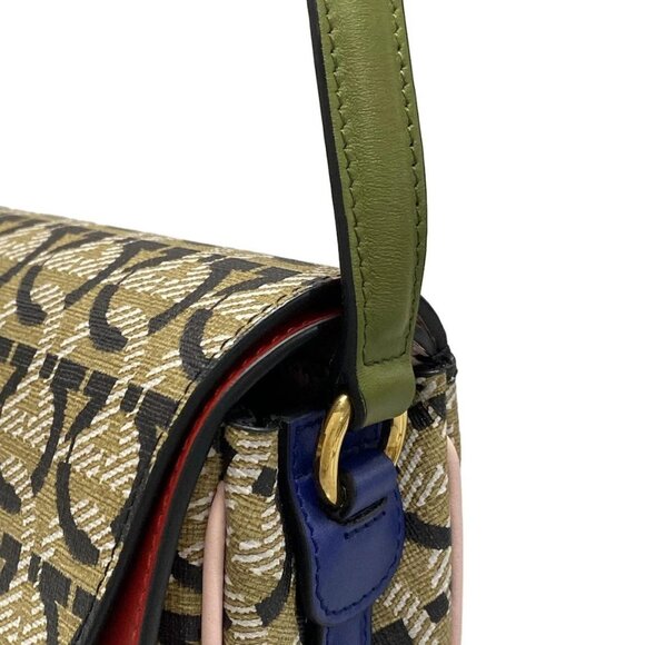 Auth Salvatore Ferragamo Gancini 21H986 Beige Red Multi PVC Leather - Picture 5 of 16